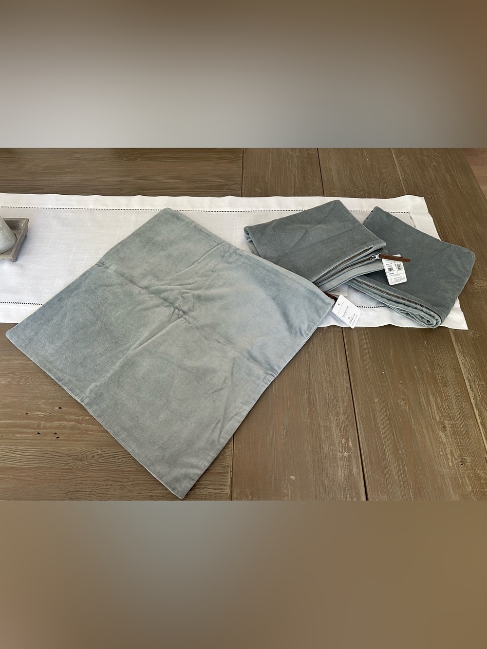Pottery Barn Everywhere Velvet Pillow Cover in Cloud Blue